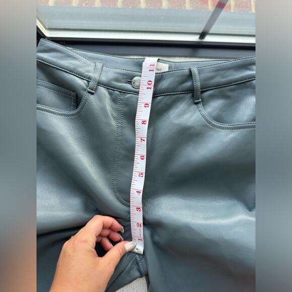 Aritzia Wilfred The Melina Faux Leather Pants Women Size 4 Straight Leg Grey - Picture 11 of 13